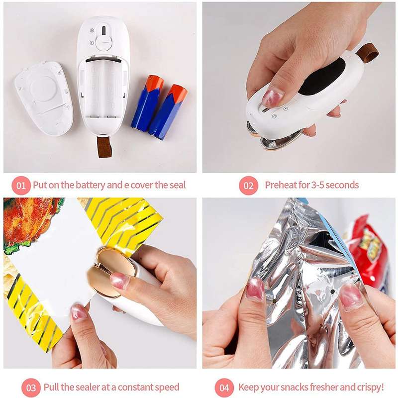 Mini Bag Sealer Handheld Heat Seal & Cutter 2in1, for Plastic