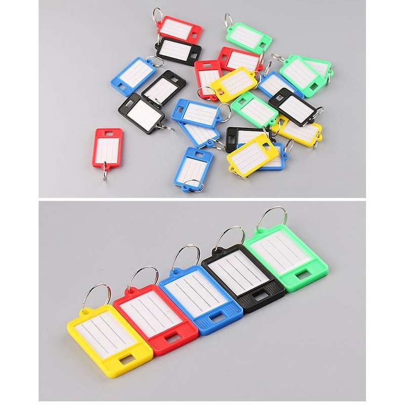 100 Pcs Tough Plastic Key Tags with Window and Split Ring, 5 Colors