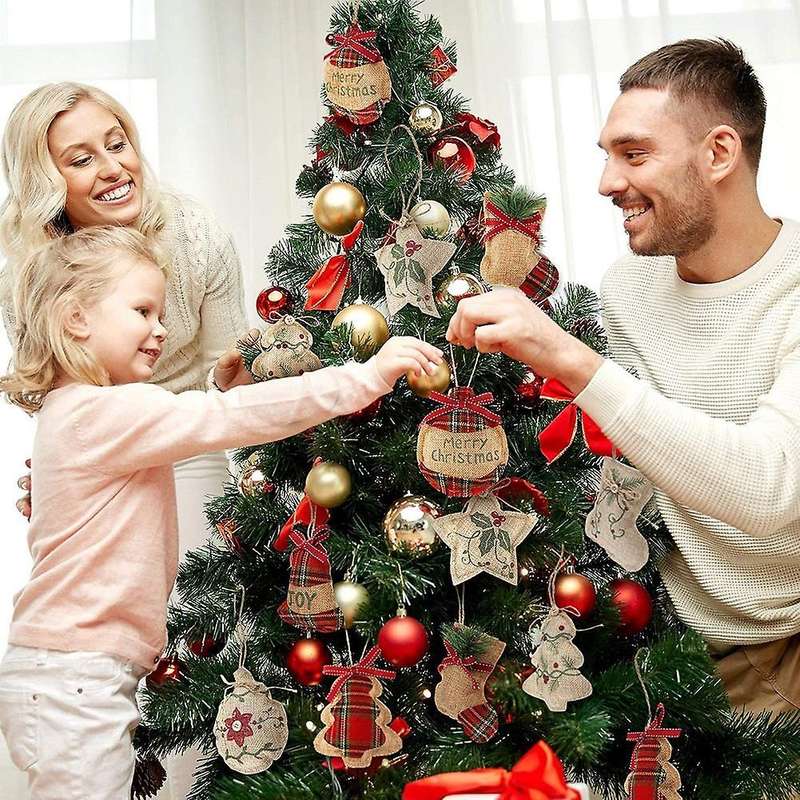 8 Pcs Burlap Christmas Hanging Decoration for Xmas Decoration