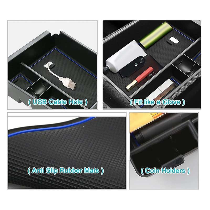 Console Armrest Storage Box Holder for Hyundai Santa Cruz 2022 + Blue