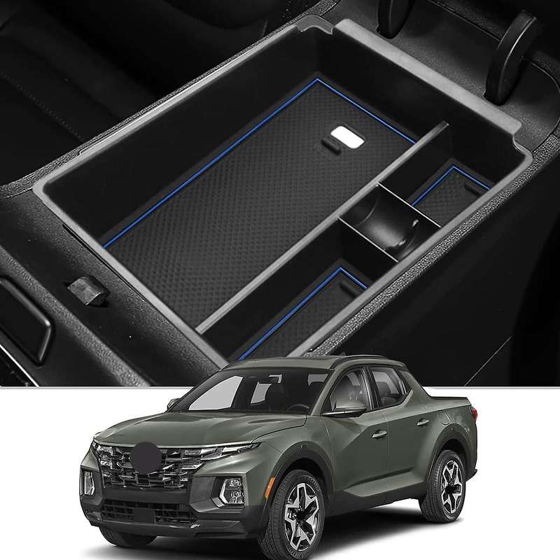 Console Armrest Storage Box Holder for Hyundai Santa Cruz 2022 + Blue
