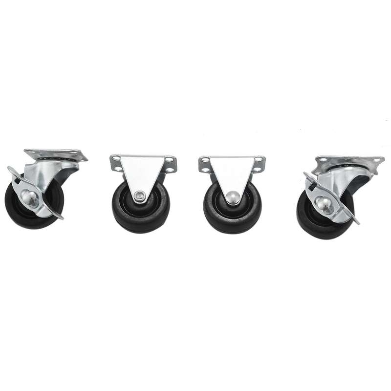 1.5 Inch Casters Wheels Rubber 2 Pcs Swivel with Brake, 2 Pcs Fixed