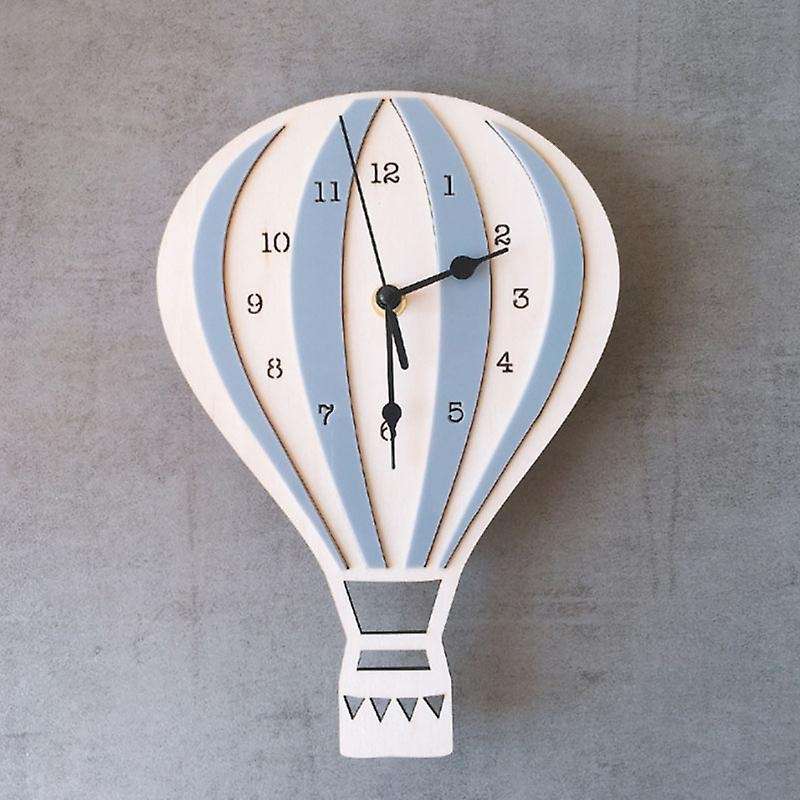 Nordic Style Children Cartoon Hot Air Balloon Clock Mute Clock Gray