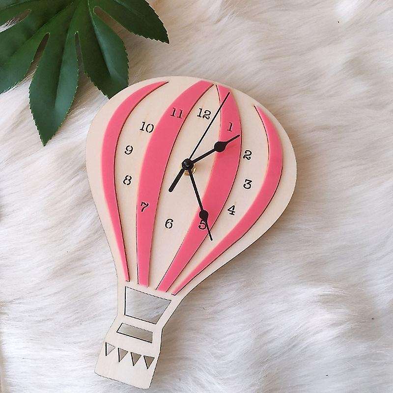 Nordic Style Children Cartoon Hot Air Balloon Clock Mute Clock Gray