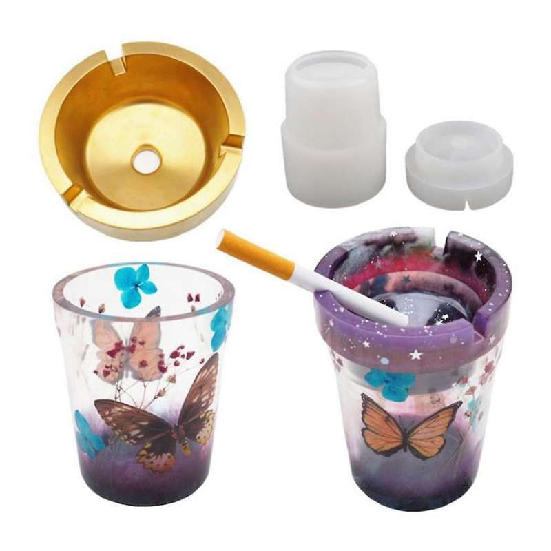 2pcs Diy Ashtray Double Layer Car Ashtray Silicone Mould Resin Mould