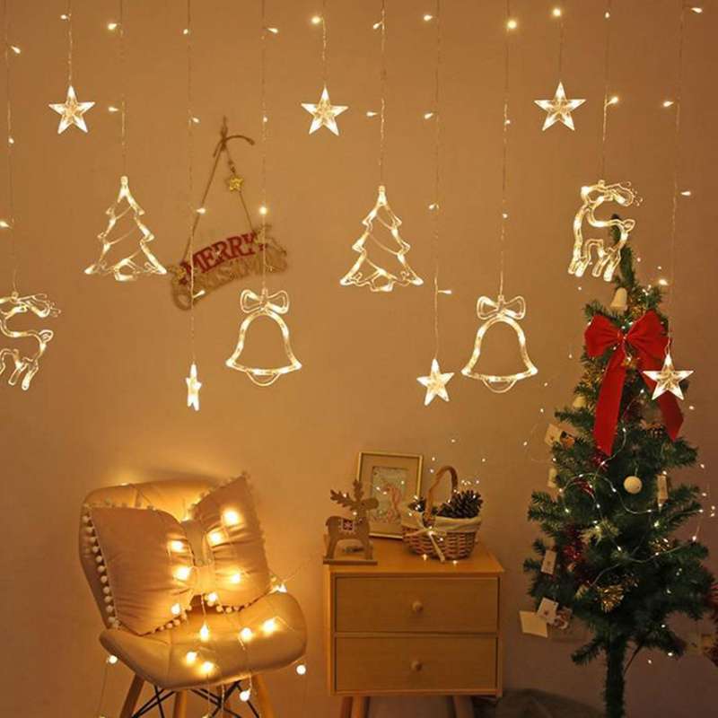 Christmas Tree Deer Bells String Lights Garland Lights Eu Plug A