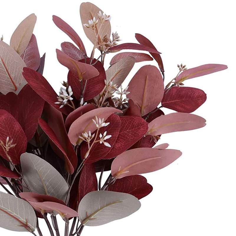 6 Pack Mixed Color Artificial Eucalyptus Leaves Greenery Decor
