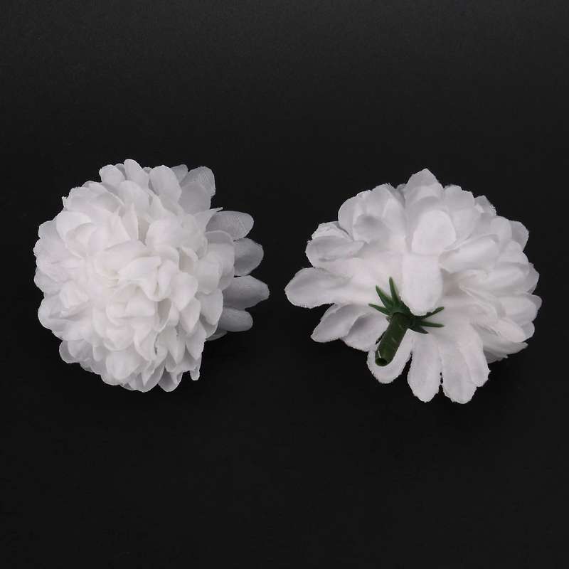 30 Pcs Carnations Artificial Flower Silk Spherical Heads White