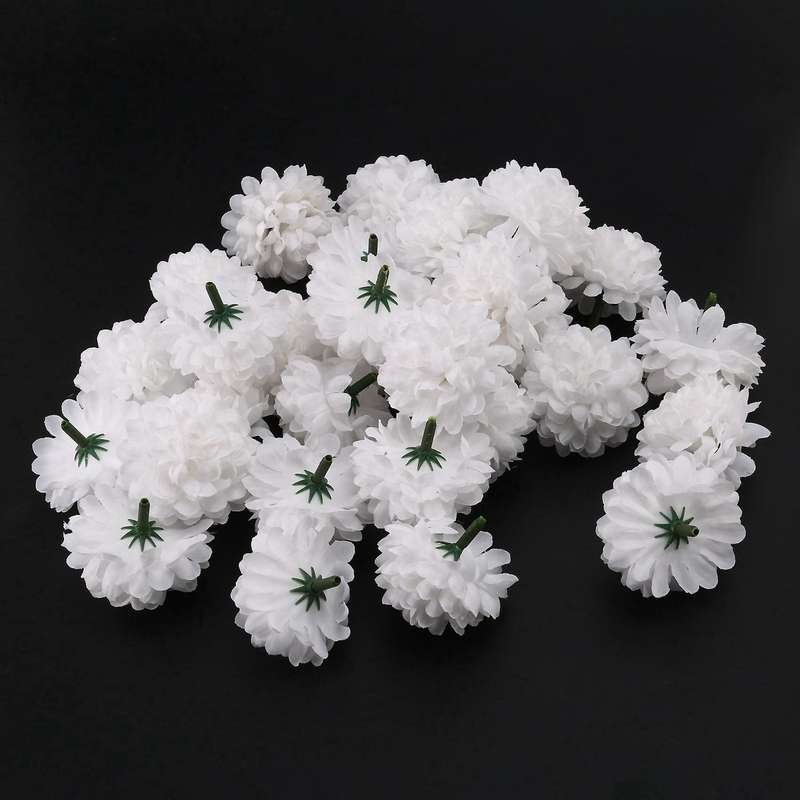 30 Pcs Carnations Artificial Flower Silk Spherical Heads White