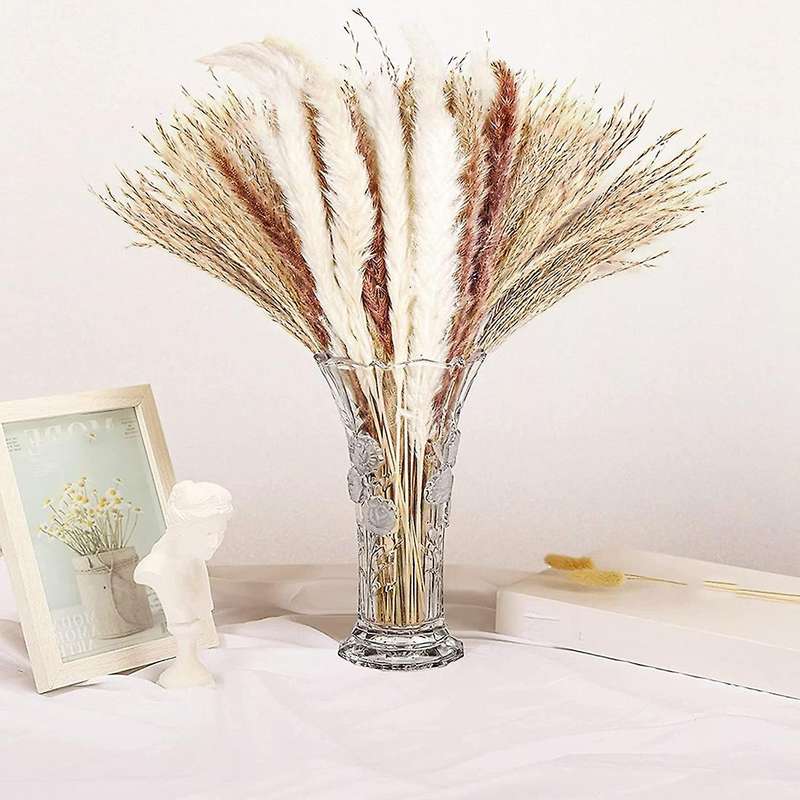 60pcs Natural Pampas Grass Stems 17 Inch for Bedroom, Living Room