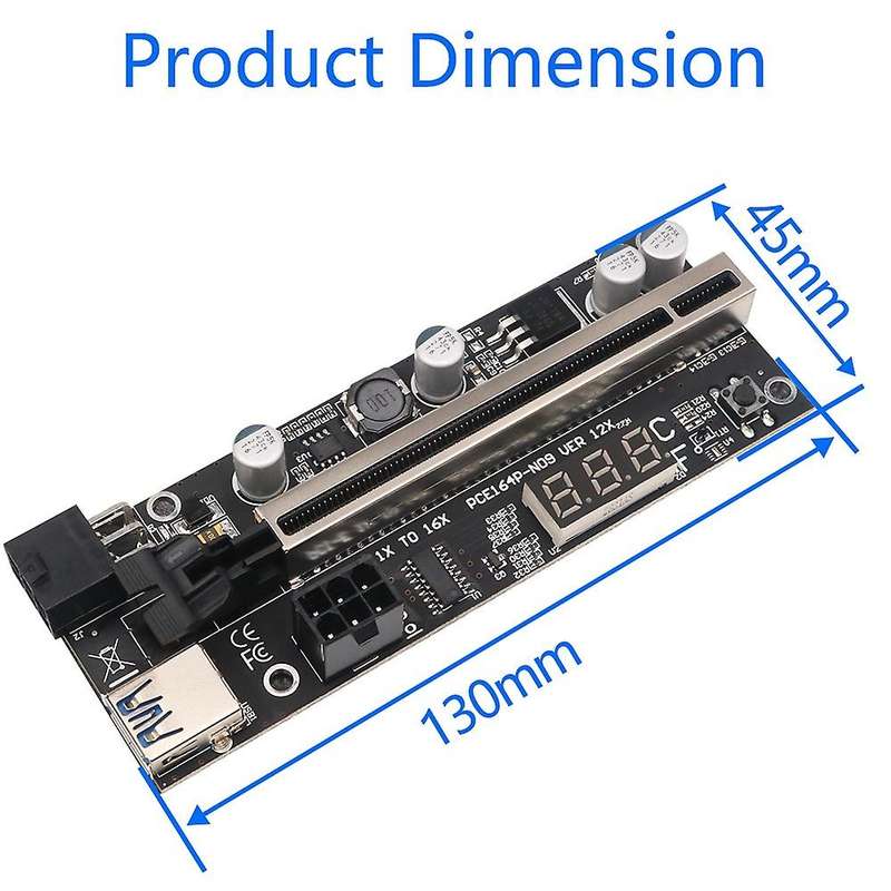 Riser Card Pcie Riser 1x to 16x Extension with Temperature Sensor