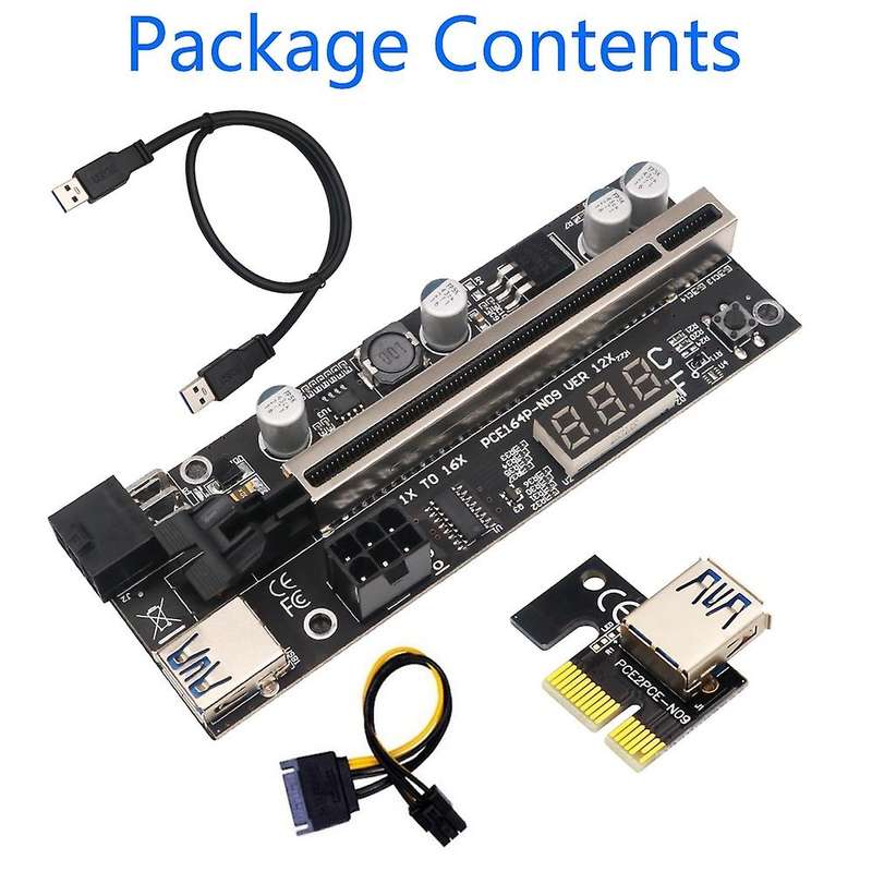 Riser Card Pcie Riser 1x to 16x Extension with Temperature Sensor