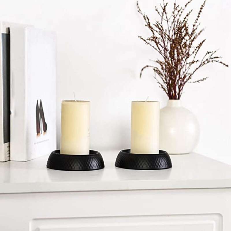 2pcs Black Candle Holder Scented Candle Bottom Holder
