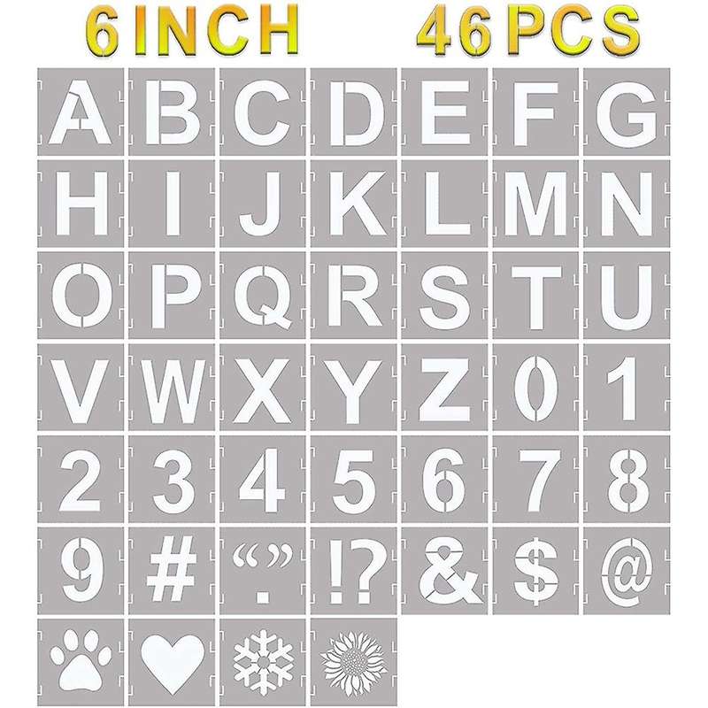 46-piece Letter Template Symbol Digital Craft Template,reusable D
