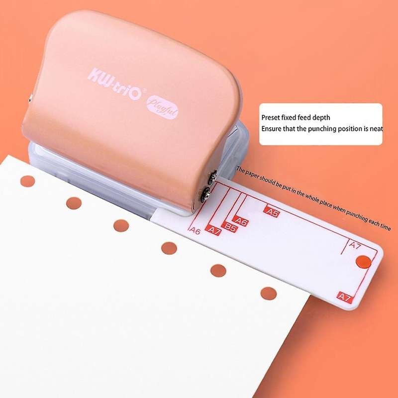 Kw-trio 3-hole Paper Punch Handheld Metal Hole Puncher for A5 White