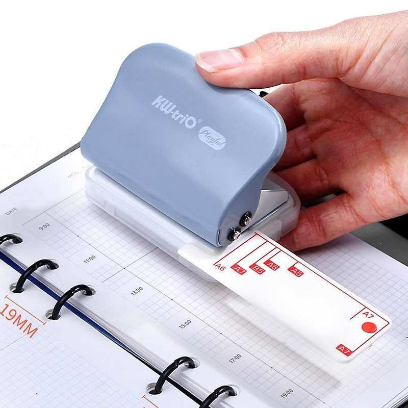 Kw-trio 3-hole Paper Punch Handheld Metal Hole Puncher for A5 White