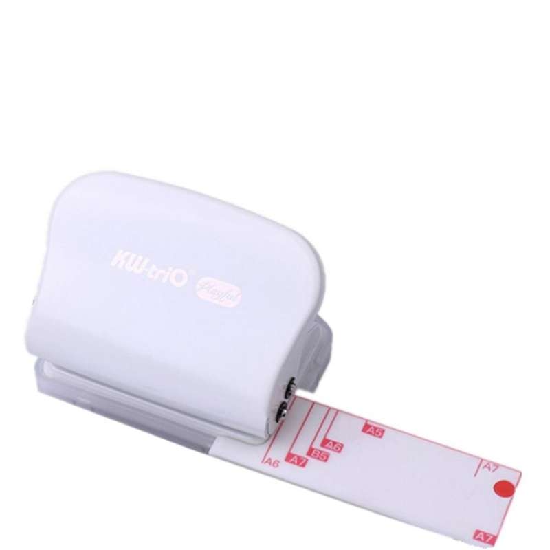 Kw-trio 3-hole Paper Punch Handheld Metal Hole Puncher for A5 White