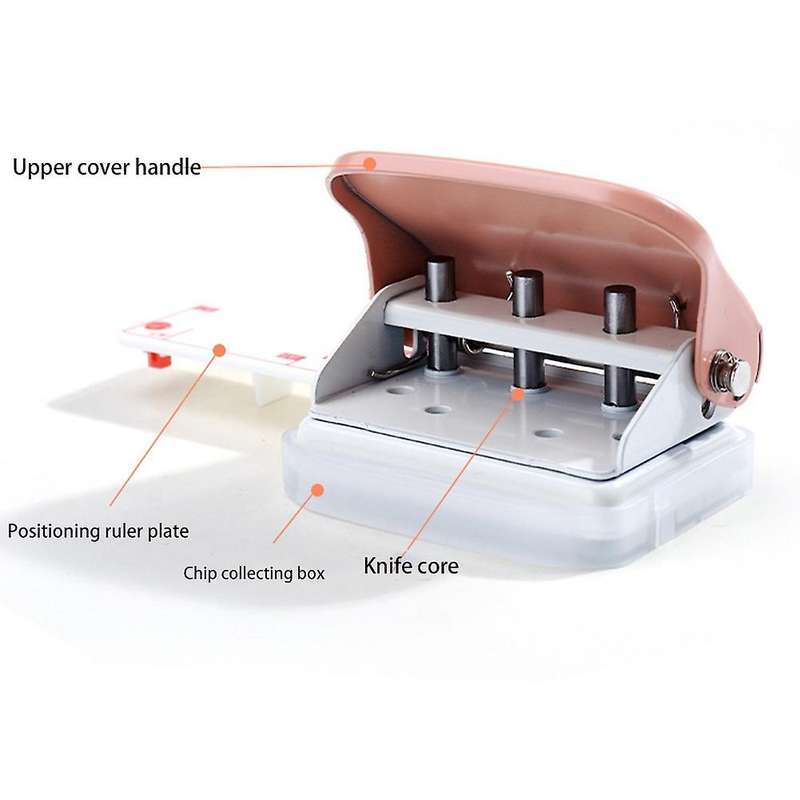 Kw-trio 3-hole Paper Punch Handheld Metal Hole Puncher for A5 White