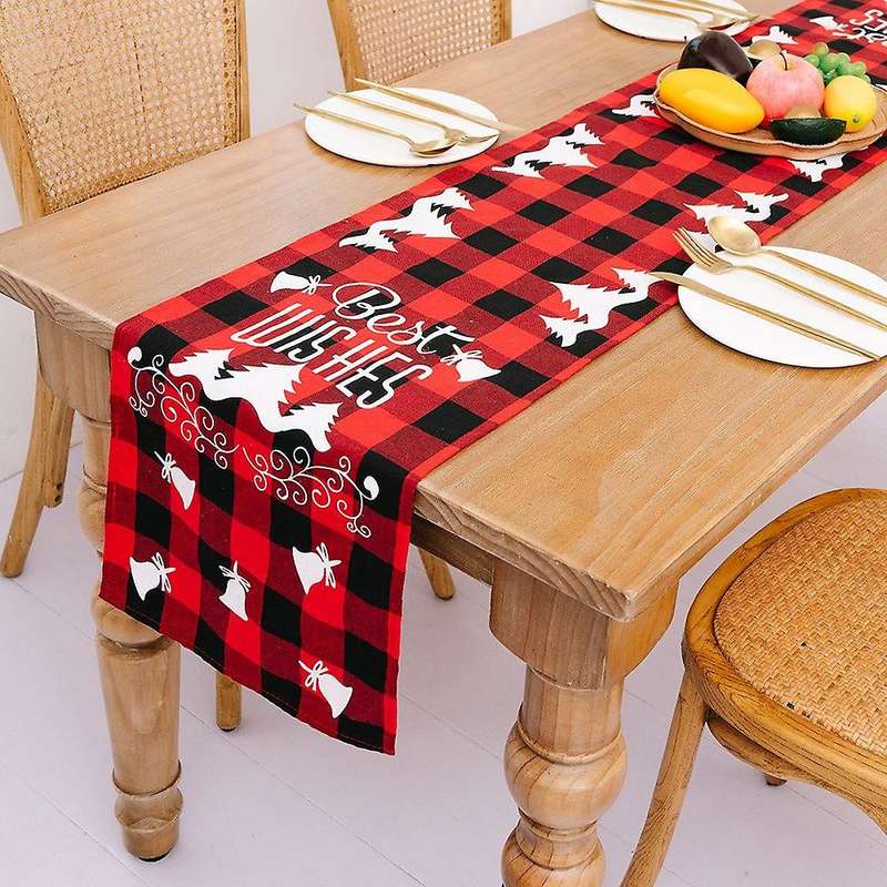 Buffalo Check Christmas Table Runner for Holiday Table Decorations, B