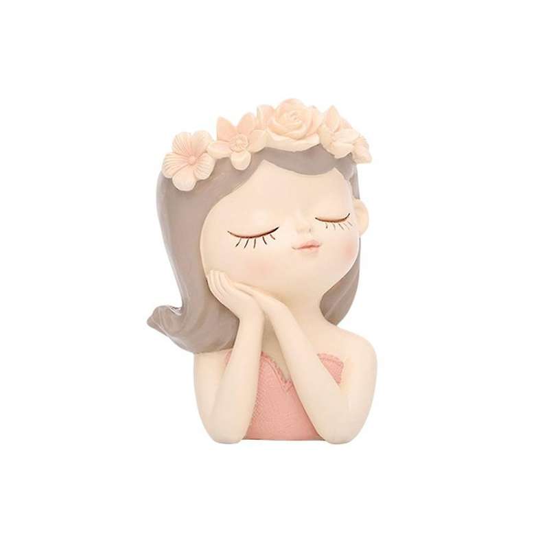 Cartoon Girl Desktop Succulent Plant Potted Flower Pot,11 X 8 X 7cm