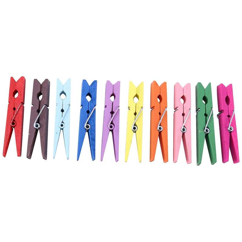 3-inch Large Natural Colorful Wooden Clothespins, Set Of 50 Pins