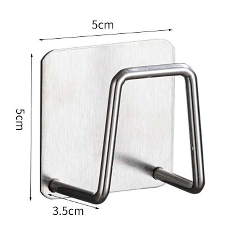 6 Pieces Sink Self-adhesive Sponge Rack Anti-rust, (silver)