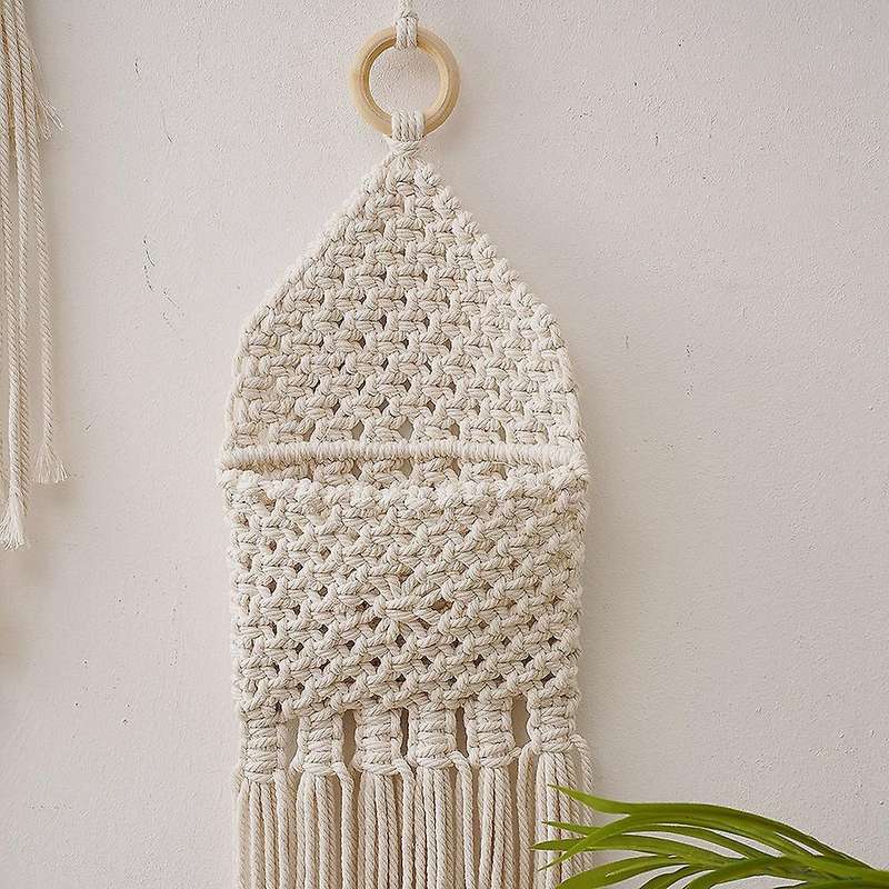 Macrame Wall Holder Cotton Wovening Hanging Pocket Boho Home Decor