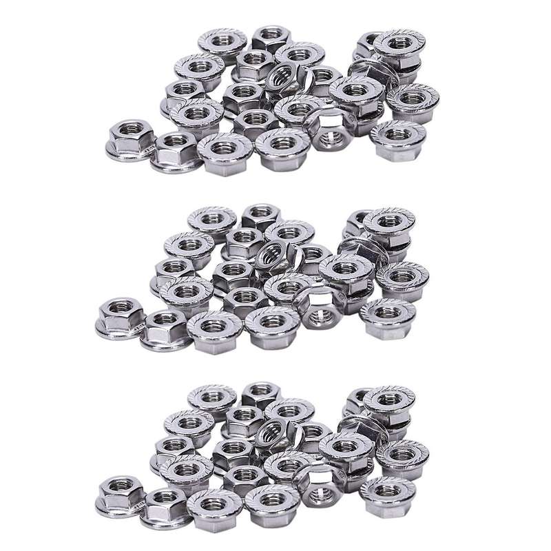 75 Pcs 304 Stainless Steel Serrated Flange Metric Hex Lock Nuts M6