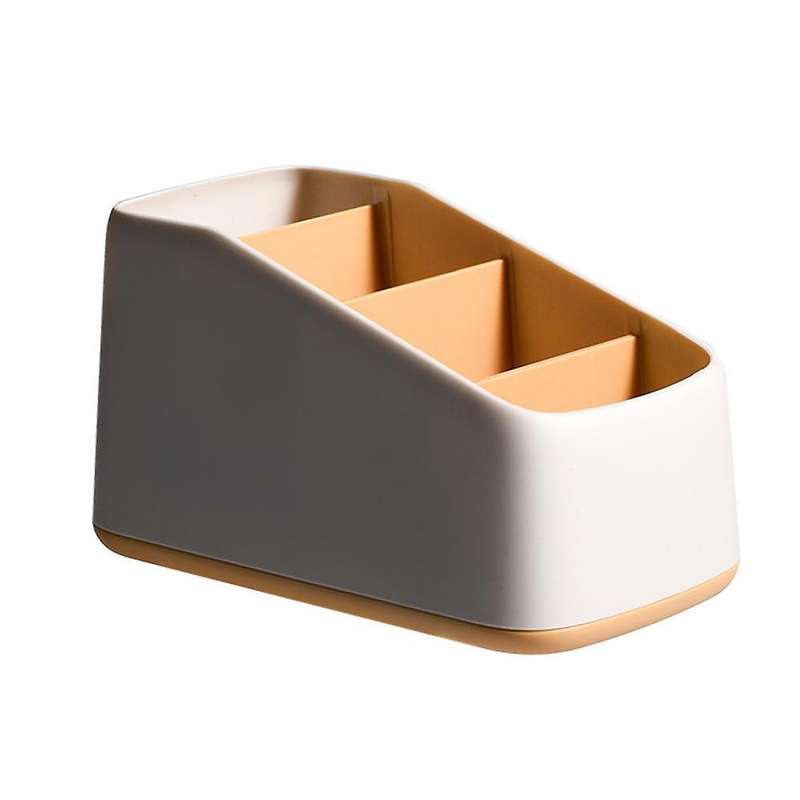 4 Slot Desktop Storage Box Remote Control Debris Storage Rack(yellow)