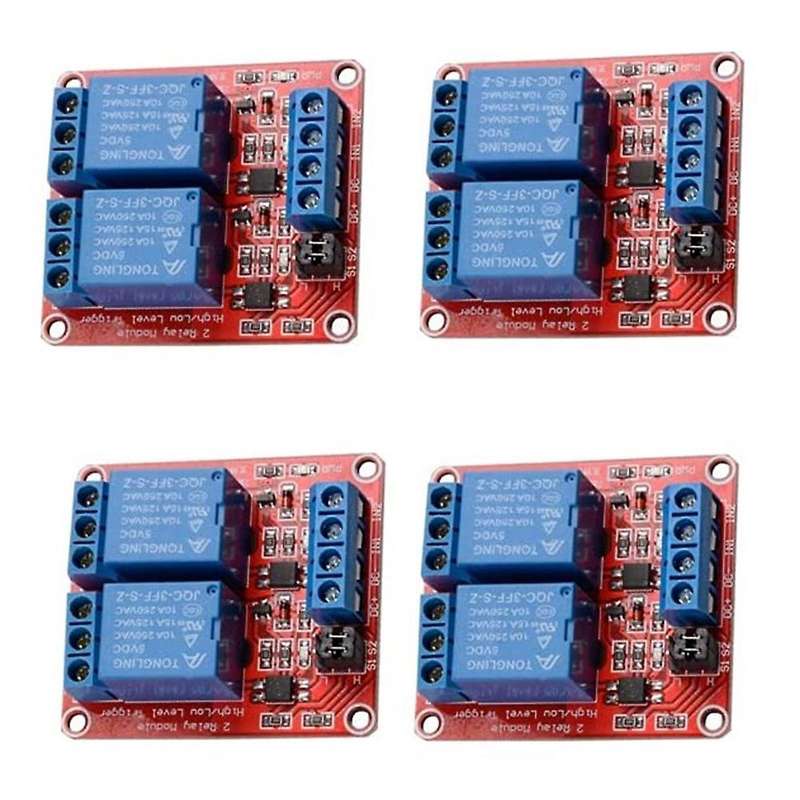 4pcs Dc 5v 2 Channel Relay Module Board with Optocoupler for Arduino