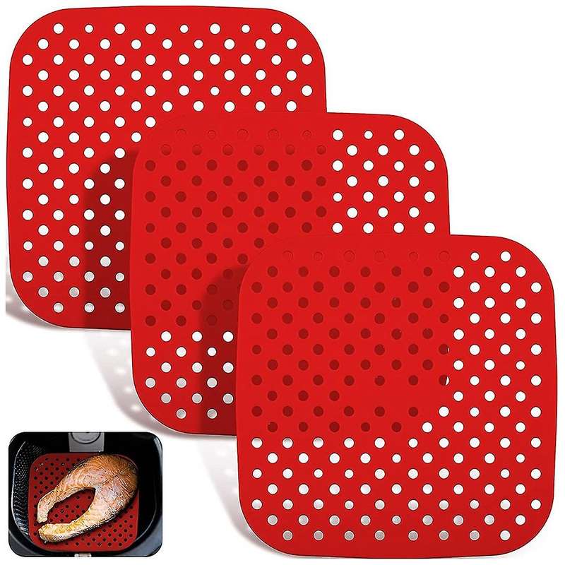 3pcs Non-stick Silicone Air Fryer Mats Reusable for Kitchen 8.5inch