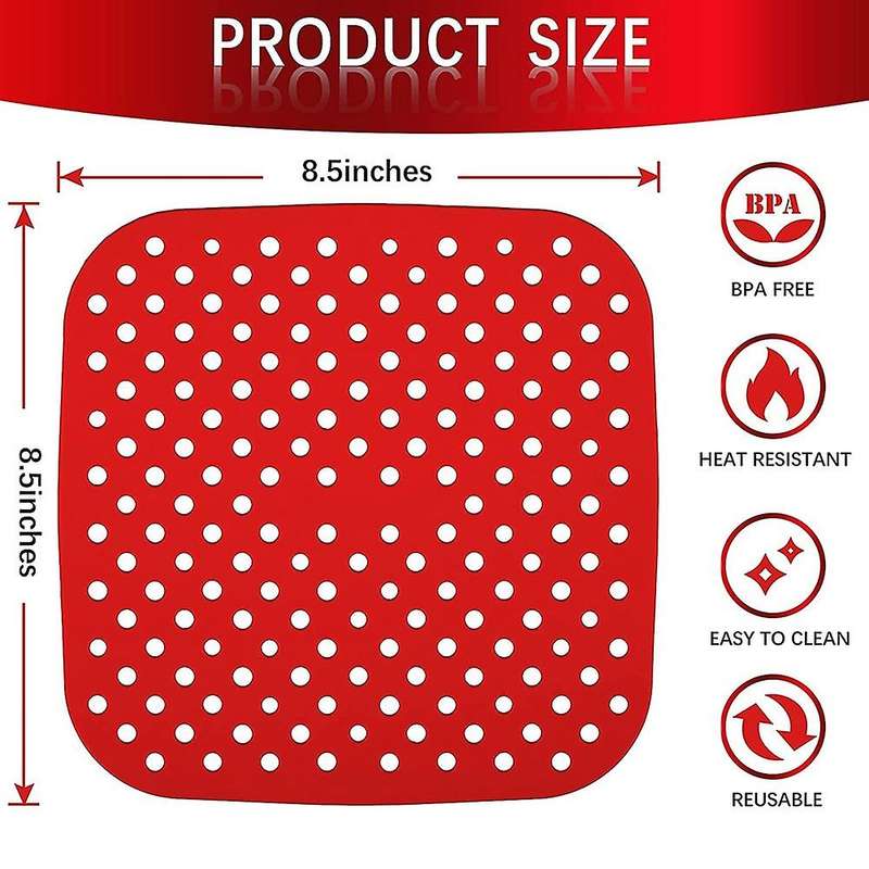 3pcs Non-stick Silicone Air Fryer Mats Reusable for Kitchen 8.5inch