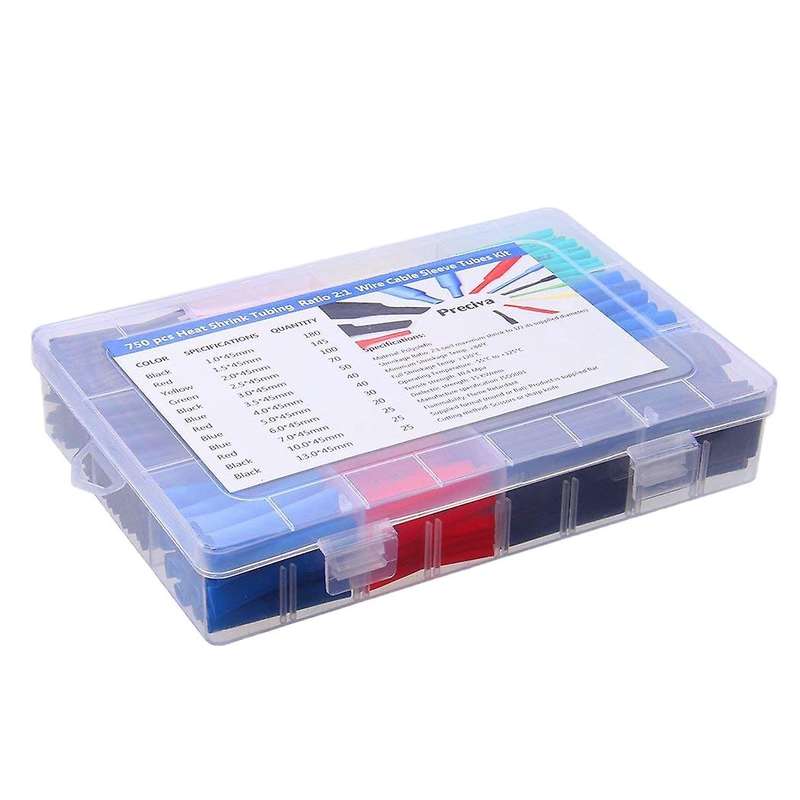 750 Pieces Heat Shrink Tubing,cable Insulated Sleeving Tubes,5 Colors