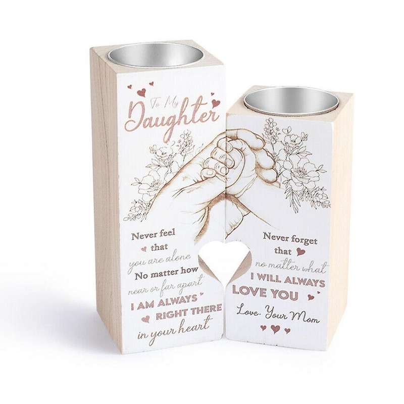 Candlestick Wooden Tea Light Holder Ornament for Daughter Xmas Gift