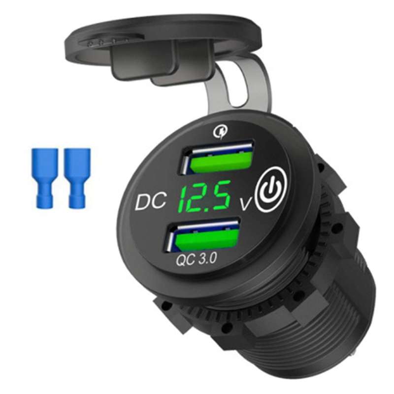 Dual Qc3.0 Port Quick Charge Usb Car Charger Socket 12v/24v Adaptor C