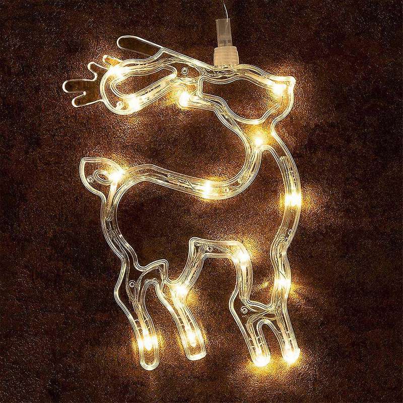 Set Of 3 Window Stickers Led Warm White with Suction Cup Snowman