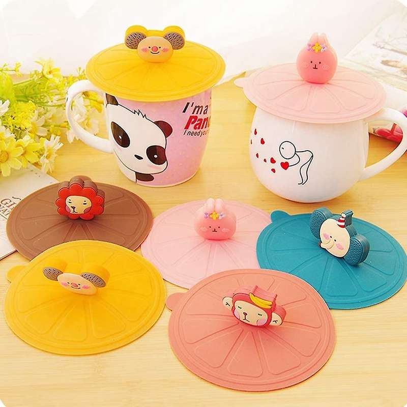 Silicone Cup Lids Cartoon Glass Cup Cover for Mugs Animal Shape
