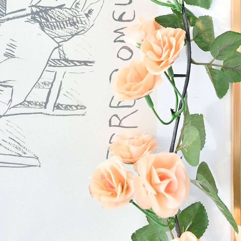 Artificial Rose Vine Garland with 69 Heads for Home(champagne, 2pcs)