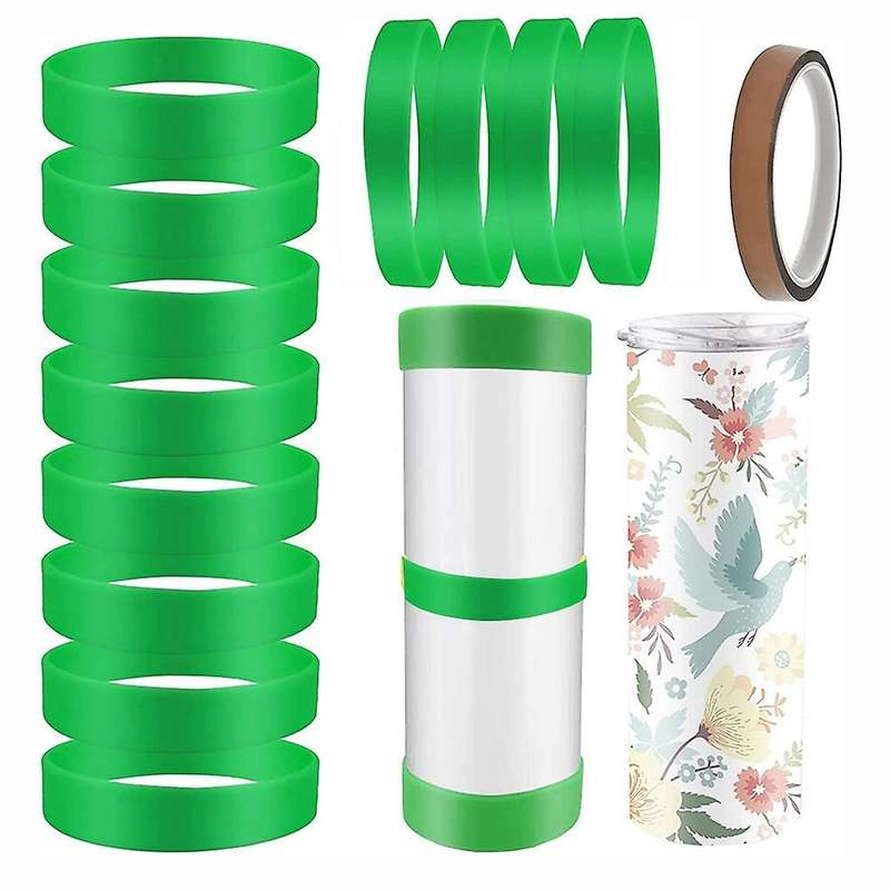 12 Pieces Silicone Bands for Sublimation Tumbler with Tape