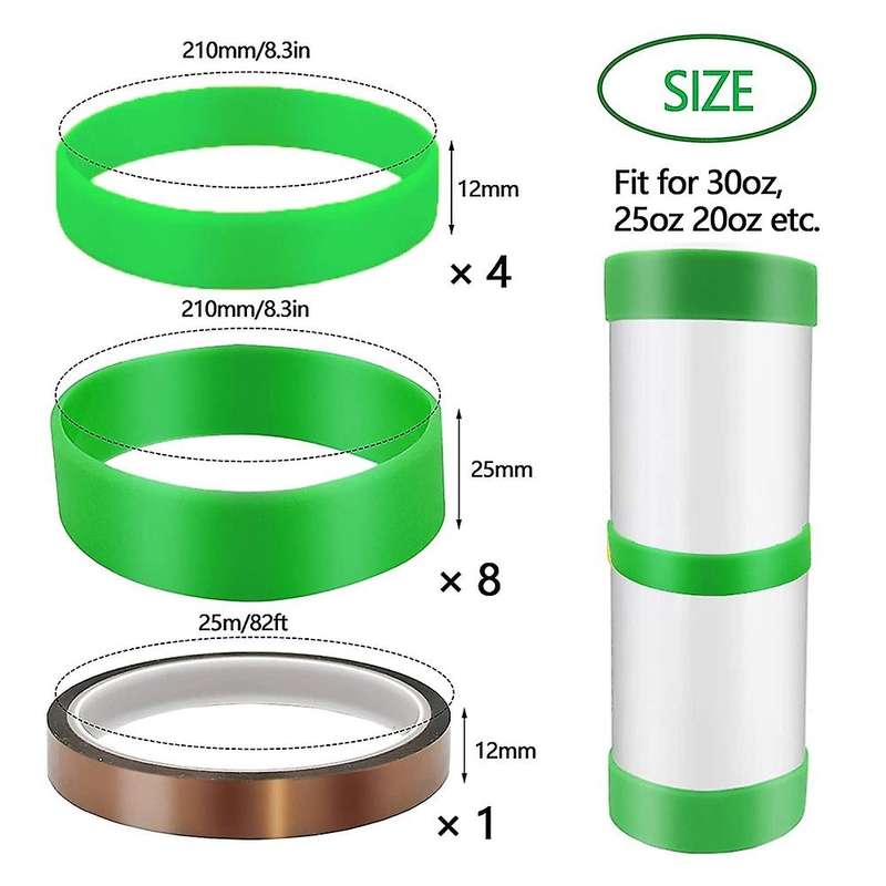 12 Pieces Silicone Bands for Sublimation Tumbler with Tape