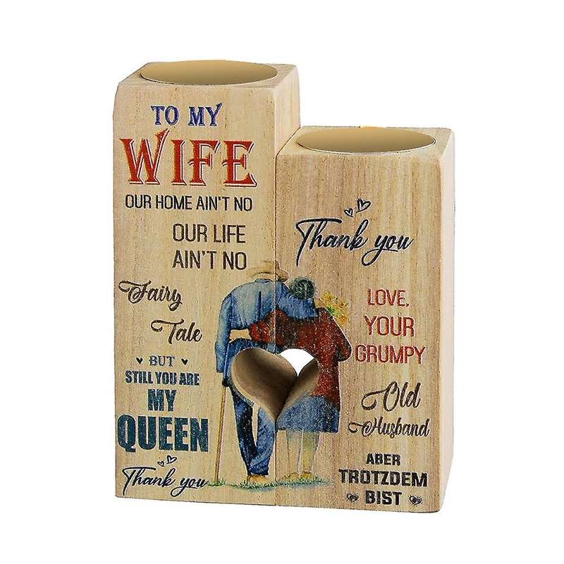 Wooden Candle Holder to My Wife - You Are My Queen