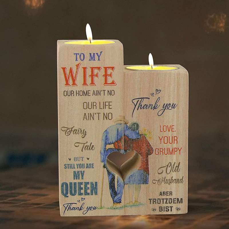 Wooden Candle Holder to My Wife - You Are My Queen
