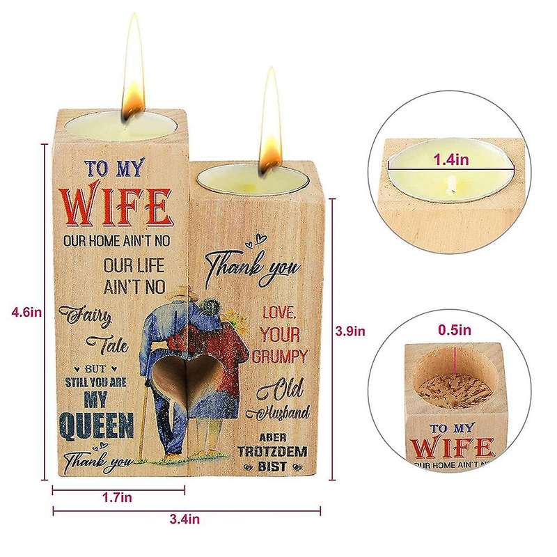 Wooden Candle Holder to My Wife - You Are My Queen