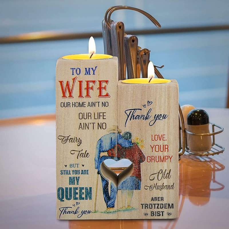 Wooden Candle Holder to My Wife - You Are My Queen