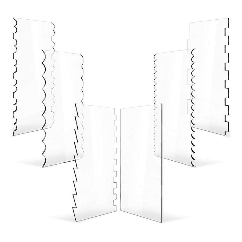 6 Pieces Acrylic Cake Scraper Cake Edge Smoother Tool Baking Tools