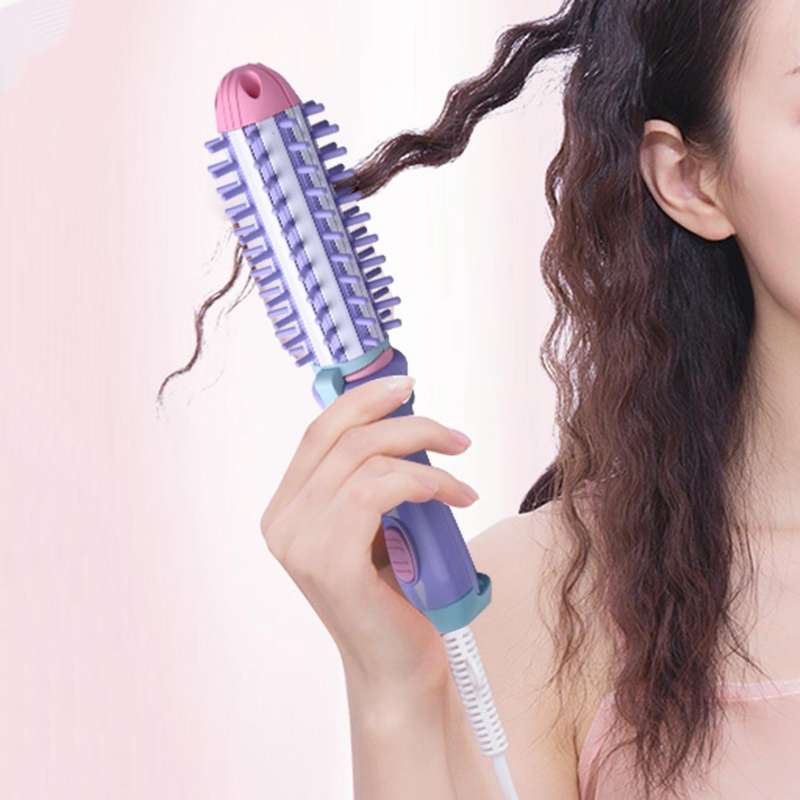 Hair Straightener Ceramic Ionic Hair Curler Hot Brush Eu Plug#purple