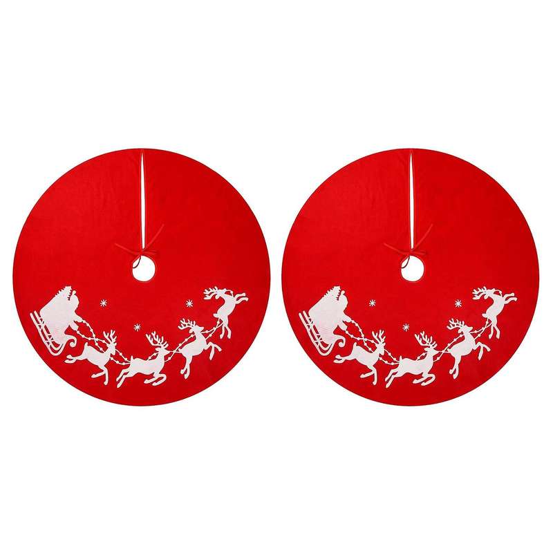 2 Pcs Christmas Tree Skirt - 39.4 Inches Large Tree Skirt