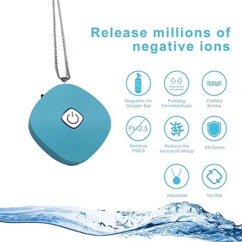 Portable Air Freshner Ionizer Negative Ion Generator Low Noise Blue