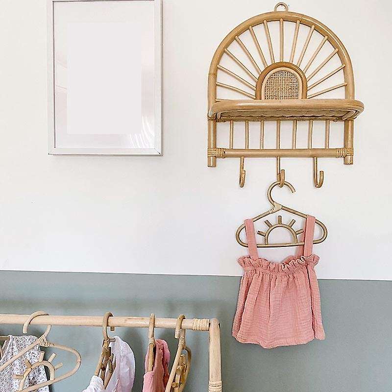 Rattan Hanger Kids Garments Organizer Rack for Clothes,sun