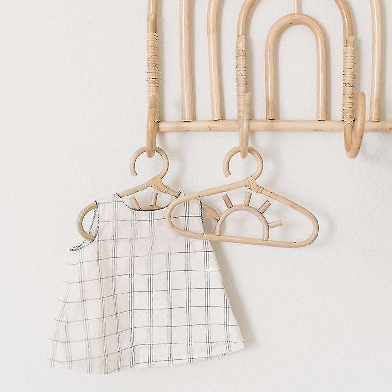 Rattan Hanger Kids Garments Organizer Rack for Clothes,sun